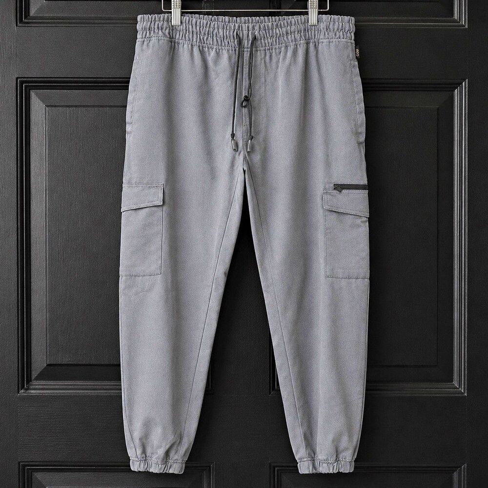 LEG3ND Men’s Gray Discovery Jogger Pants XL Regular Fit Stretch Cargo Pocket Zip